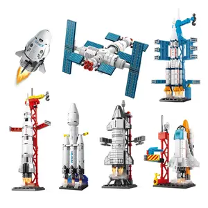 LELE BROTHER Crianças LEGOOing Compatível Montar Space Shuttle Rocket Building Bricks Blocks Set Brinquedos Engraçados