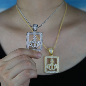 نمط الهيب هوب مثلج بلينغ قلادة 5A مكعب زركونيا الله للنساء والرجال مطلية بالذهب سلاسل النحاس والمجوهرات - Product Image 6