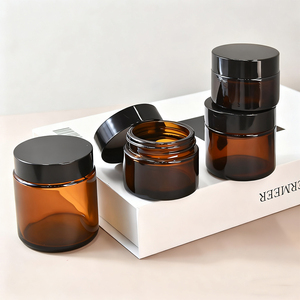 Tarro de <span class=keywords><strong>Crema</strong></span> Color Ámbar, Tarro de Vidrio Cosmético Minimalista de Alta Gama para Cuidado Personal - Product Image 4