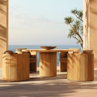 Meubles d'extérieur en teck de style nordique - Tables et chaises en bois massif résistantes à la pluie et au soleil pour maisons d'hôtes, hôtels, jardins, villas (Chine)