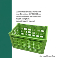 Caisse en plastique pliable en maille ouverte HUADING 560*360*324 mm, empilable, pour le transport en supermarché