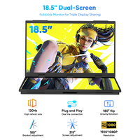 Moniteur portable double écran 18,5 pouces 120 Hz pour ordinateur portable, 1080p IPS, pliable, empilable, Type-C, compatible VESA, Plug & Play, intégré