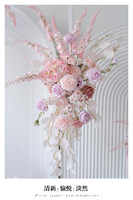 Bruiloftdecoratie Roze Zijden Bloemen Rijen Achterwand Set voor Evenementen en Feesten met Handgemaakte Duurzame Bloemendecoratie