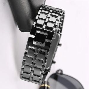 Thời Trang Mens Kỹ Thuật Số Dung Nham Cổ Tay Đồng Hồ Nam Màu Đen Đầy Đủ Kim Loại Màu Đỏ Màu Xanh LED Hiển Thị Đồng Hồ Quà Tặng Cho Nam Cậu Bé Thể Thao Sáng Tạo Đồng Hồ - Product Image 3