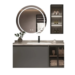 Mueble de Baño de Lujo Moderno con <span class=keywords><strong>Espejo</strong></span> de Pared, Organizador, Lavabo de Piedra, <span class=keywords><strong>Antivaho</strong></span>, Cajones de Madera, Combinación de Tocador - Product Image 6