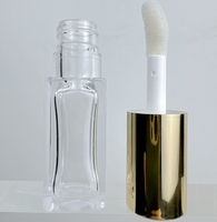 Flacon de gloss à lèvres carré avec bouchon doré, grand applicateur en forme de pied de biche, flacon épais transparent, tubes de gloss à lèvres avec applicateur brosse, 6 ml, 8 ml, étiquetage