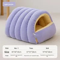 Lit pour chat moderne et classique en peluche, chaud, en coton PP épais, fermé, confortable, doux, amovible, lavable, toutes saisons