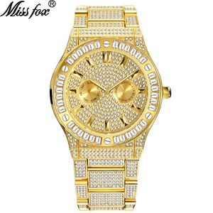 Men's Hip-hop Style Diamond-studded Luxury <b>Square</b>-shaped Large <b>Watch</b> <b>Face</b> Waterproof Quartz <b>Watch</b> - Product Image 1