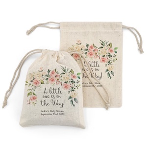 Mini Sacchetto in Lino con Coulisse Personalizzato, Regalo per Baby Shower '<span class=keywords><strong>È</strong></span> un Maschio' o '<span class=keywords><strong>È</strong></span> una Femmina', Sacchetti Floreali in Lino con Coulisse Personalizzati - Product Image 4