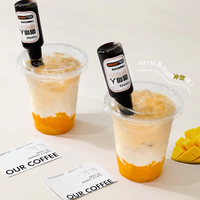 Internet Celebrity Tipsy Petite bouteille de vin Pet Tasse en plastique pour boissons froides Café jetable Transparent Tasses à thé au lait