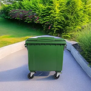 Große Mülltonne im Freien 1100L Kunststoff Mülleimer Abfall wagen Mülleimer mit Rädern