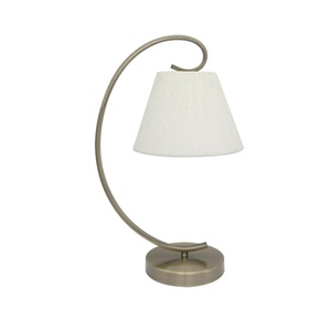 Lampada da tavolo E27 con paralume in pelle beige, dimensioni 42x20x26 cm, ideale per illuminazione decorativa e ambientazione. - Product Image 1