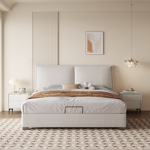 <span class=keywords><strong>Lit</strong></span> King Size en bois massif silencieux avec sommier à lattes en chenille fine 5D, tête <span class=keywords><strong>de</strong></span> <span class=keywords><strong>lit</strong></span> rembourrée en <span class=keywords><strong>mousse</strong></span> haute densité, pour la maison, l'hôtel, l'appartement - Product Image 5