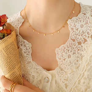 สร้อยคอแฟชั่นจี้หยดน้ำรูปหัวใจขนาดเล็กสวยงามทำจากสเตนเลสสตีลชุบทอง18K สำหรับเป็นของขวัญสำหรับผู้หญิง - Product Image 2