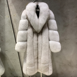 Cappotti di Pelliccia Trendy, Giacche Lunghe in Vera Pelliccia di Volpe Bianca Naturale, <span class=keywords><strong>Cappotto</strong></span> Caldo Invernale per Donna - Product Image 2