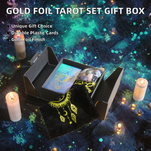 Set Kartu Tarot Foil Emas Berkualitas Tinggi Hanshin Plastik 12 X 7cm PVC Cetak Warna-warni Berubah Warna Permainan Papan Sudut Persegi Dapat Disesuaikan - Product Image 2