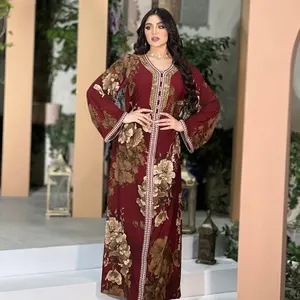 Marok kanis cher Kaftan Ramadan Kleidung Frauen Abendkleid Dubai Abayas für Frauen Türkei Ethnische Kleidung Kaftan Muslim Print Maxi kleid