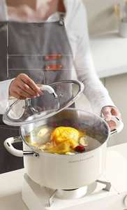 Olla para Sopa Doméstica de Acero Inoxidable Zunck, Sin Recubrimiento Cerámico, Engrosada, con Doble Asa, Función de Cocción al Vapor, Exterior Esmaltado - Product Image 6