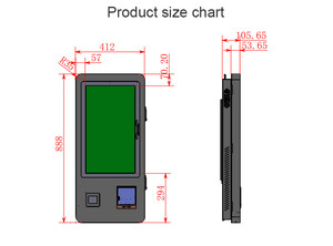 Kiosque de paiement <span class=keywords><strong>en</strong></span> libre-service avec écran LCD, lecteur de code QR, imprimante de reçus pour station-service, montage mural pour restaurant, 24 pouces, Android - Product Image 2