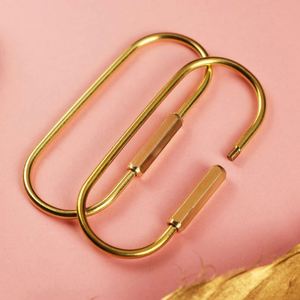 Porte-clés rétro en métal, anneaux à clés en forme de polygone divisés, laiton doré, fermeture à vis, porte-clés durable en laiton, clip de verrouillage à vis, étiquette à bagages, hôtel - Product Image 2