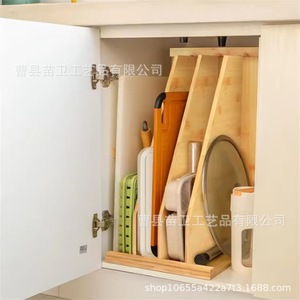 Wooden Multi Layer Kitchen Tableware Storage <b>Rack</b> Solid Wood <b>Plate</b> Pot Lid Holder Cabinet Shelf Display <b>Rack</b> - Product Image 4