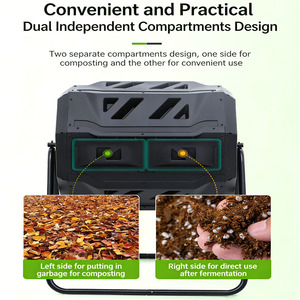 Compostador de Jardín Giratorio Doble de 160L con Diseño de Rodillo, Contenedor de Fertilizante Orgánico de Plástico <span class=keywords><strong>para</strong></span> Desechos de Exterior - Product Image 3