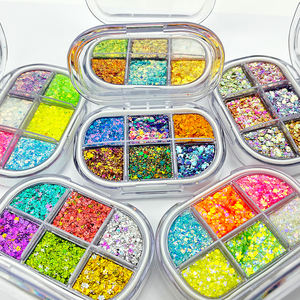 Palette de fards à paupières 6 compartiments en gel pour le visage, effet chrome Aurora, paillettes biodégradables, scintillantes, imperméables et longue tenue, vente en gros - Product Image 2