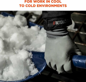 قفازات عمل شتوية من GLOVEMAN ، راحتين مطلية بالنتريل الرملي ، بطانة صوفية حرارية مقاومة للماء ، رمادية - Product Image 3