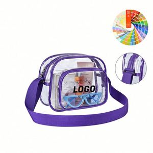 Sac à bandoulière transparent en PVC personnalisé, imperméable, approuvé pour les stades, sac messager transparent pour hommes et femmes, utilisation en extérieur - Product Image 1