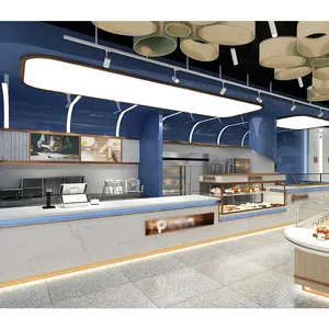 现代定制咖啡厅面包店家具室内设计木制面包店装饰咖啡厅吧台