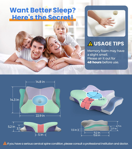 Oreiller ergonomique en mousse à mémoire de forme avec housse amovible, logo personnalisé, soutien cervical ergonomique, orthopédique pour dormir sur le côté - Product Image 2