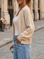 Cardigan ample pour femme, style européen et américain, décontracté et confortable, en maille, vêtement d'extérieur vintage, pull, fournisseur OEM avec logo personnalisé