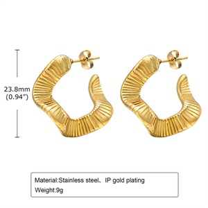 Pendientes de Aro Circulares de Joyería Antideslustre, Pendientes de Aro Irregulares Chapados en Oro de 18k - Product Image 5