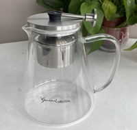 Bouilloire à thé en verre borosilicate soufflé à la main, écologique, de marque PSC, 750 ml-1200 ml, pour café et boissons, ensemble de thé sûr pour les aliments