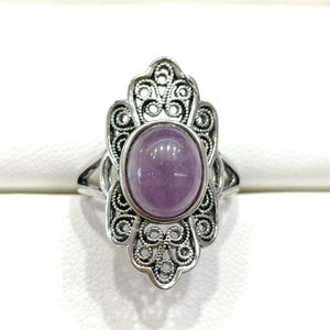 Pietra naturale di diaspro rosso occhio di tigre ametista ossidiana stile retrò anelli di rame regolabili per gli uomini e le donne di moda gioielli con pietre preziose - Product Image 4