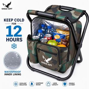 <b>Portable</b> Comfortable Folding Camping <b>Stool</b> With Insulated Cooler Bag Backpack Design For Fishing Beach Outdoor Activities - Product Image 2