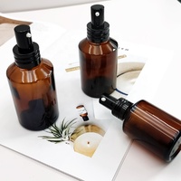 Épaule en pente ambre noir ensemble de soins de la peau bouteille de lotion contenants d'emballage de cosmétiques avec pot compte-gouttes noir avec couvercle