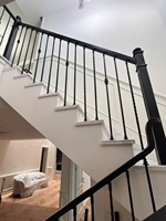 Rampe d'escalier traditionnelle Tanlong, balustrade de terrasse, balustres en bois pour escalier droit, meneaux en fer, escalier classique en bois et fer