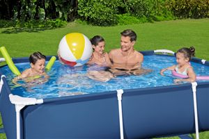 Bestway 56403 2,59 m x 1,70 m x 61cm großes Metall oberirdisch Stahl Hinterhof Schwimmbad kaufen