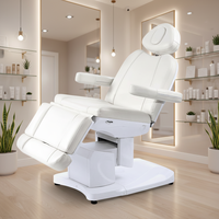 Table de massage électrique pour salon de beauté et spa, en cuir PU blanc Puri, 4 réglages, pour cils et soins du visage, avec fonction thermique