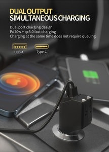 Adaptateur USB 2-en-1 pour <span class=keywords><strong>voiture</strong></span> et prise murale, prise pliable, 2.1A, double USB, certifié ETL, chargeur ignifuge, protection OTP/OVP, QC3.0, mobile 10.5W - Product Image 2