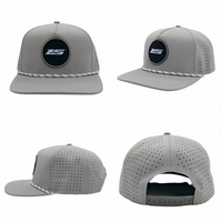 OEM Camouflage Golf Cap Custom PVC Patch Logo 5 Panel Camo Waterproof Polyester Sport Golf Hat Laser Cut Perforated Baseball Cap