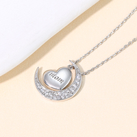 Mylove Pendentif Maman 2025 Bijoux faits à la main Collier Coeur Argent Sterling 925 Pendentif Maman Coeur Zircon Lune