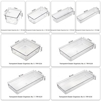Boîte de rangement transparente en plastique à emboîtement libre pour tiroir, organisateur de tiroir pour ranger la papeterie, les cosmétiques et l'organisation quotidienne