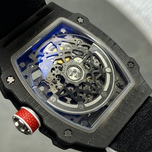 Montre mécanique pour homme de luxe, ultra-légère, de forme tonneau, avec boîtier en fibre de carbone ultra-fin de haute qualité, mouvement de précision, 6702 - Product Image 4