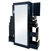 Miroir sur pied de style moderne de luxe pour salon de beauté en MDF avec rangement, équipement pour salon de coiffure et salon de coiffure
