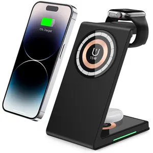 Accesorios móviles Nuevas llegadas 15W Carga rápida Imán fuerte Qi Cargador de teléfono inalámbrico magnético para iPhone