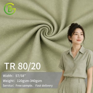 <span class=keywords><strong>Tela</strong></span> de Sarga Ligera, Suave y Transpirable, Teñida Lisa, con 80% Poliéster y 20% Viscosa, para Camisas, Vestidos y Blusas de Verano - Product Image 1