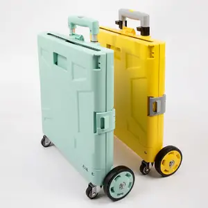 Mini Rollende Verstelbare Handgreep Plastic Opvouwbare Utility Cart Supermarkt Trolleys Winkelwagen Tas