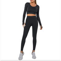 Ensemble de vêtements de sport tendance pour femmes, leggings taille haute personnalisés, haut de sport en tissu extensible pour yoga, gym, fitness, OEM ODM